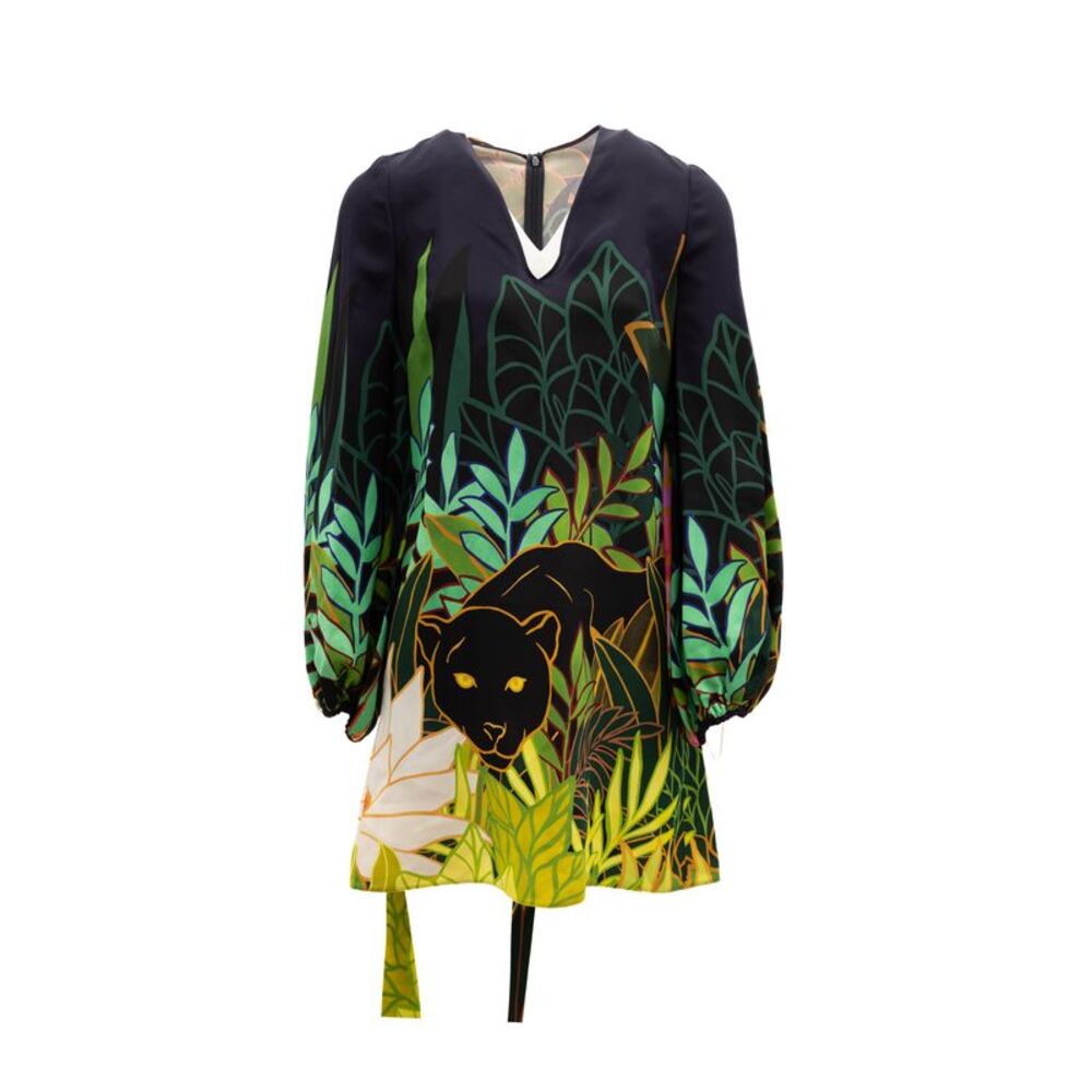 Valentino Garavani Jungle Print Black Women's Dress